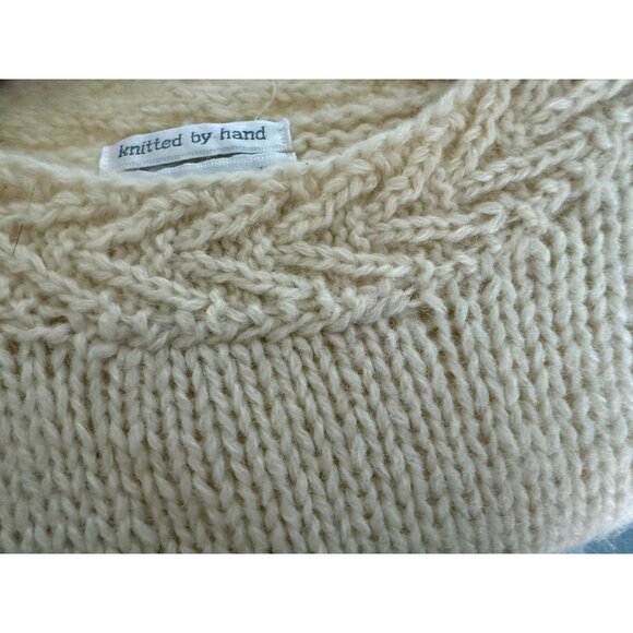 Hand-Knitted Shetland Wool Sweater By Susann D M Cream Blue Pink Aztec Tribal - - Picture 9 of 9